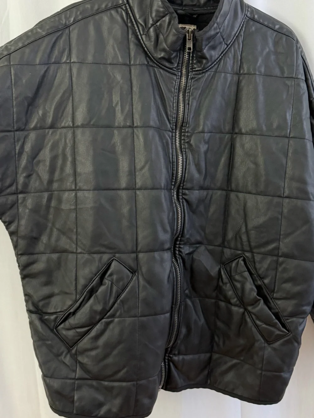 Free People Dolman Black Vegan Leather Quilted Jacket Womens Size Medium - Picture 4 of 9